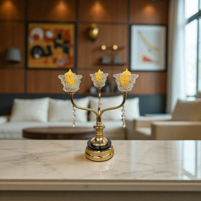 Crystal Spire Brass Candle Stand