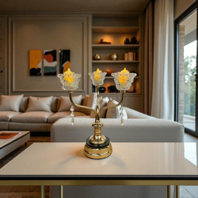 Crystal Spire Brass Candle Stand