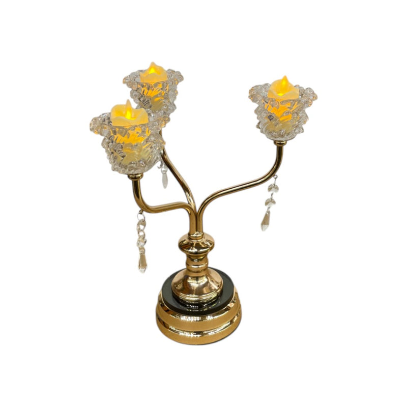 Crystal Spire Brass Candle Stand