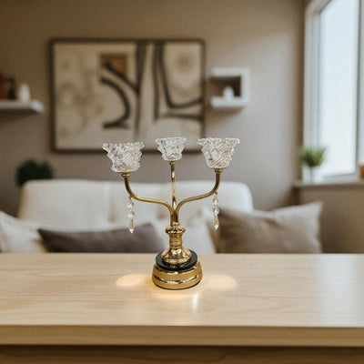 Crystal Spire Brass Candle Stand