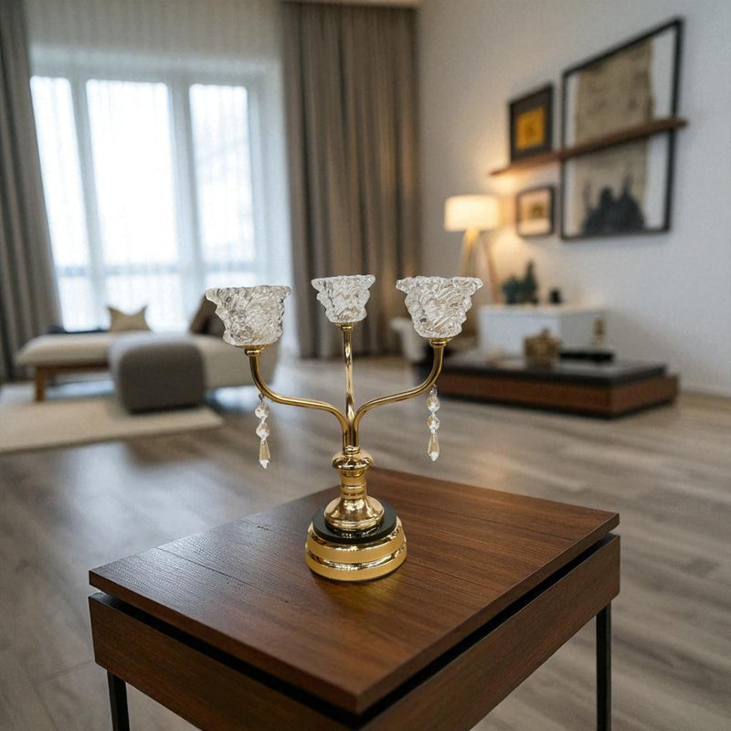 Crystal Spire Brass Candle Stand