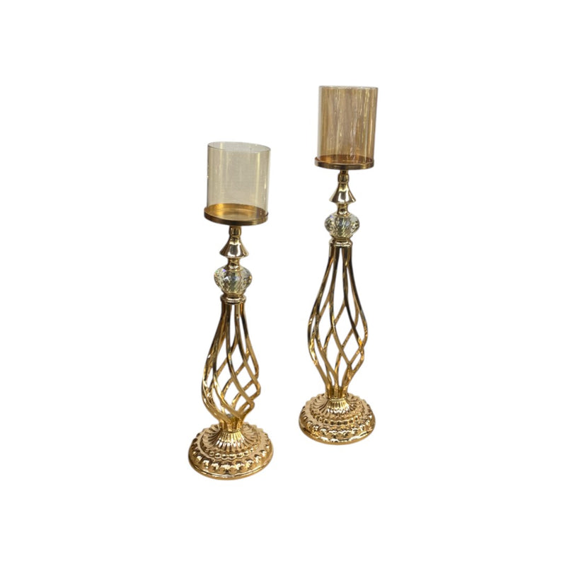 Heirloom Romance Crystal & Brass Candle Holder