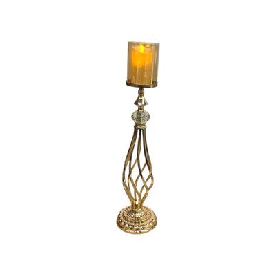 Heirloom Romance Crystal & Brass Candle Holder