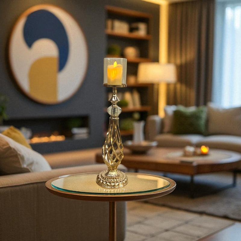 Heirloom Romance Crystal & Brass Candle Holder