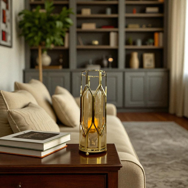 Celestial Bloom Crystal & Brass Candle Stand