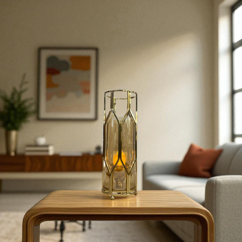 Celestial Bloom Crystal & Brass Candle Stand