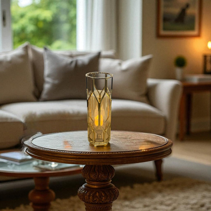 Celestial Bloom Crystal & Brass Candle Stand