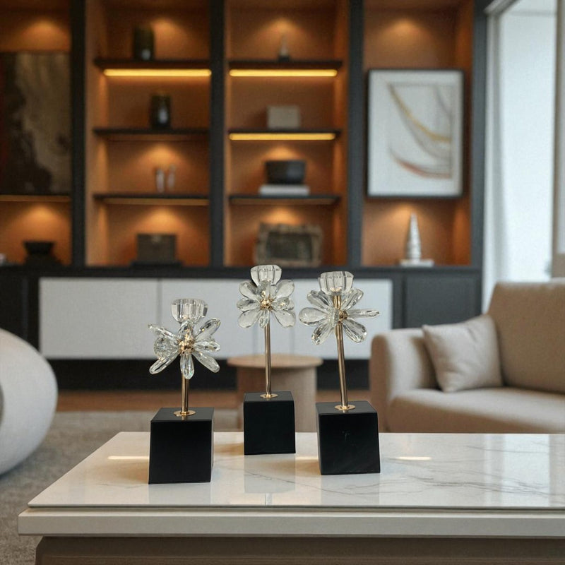 Unique Floral Crystal Candle Stands