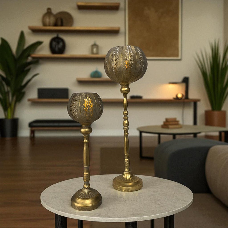 Longish Floor Metallic Candle holder