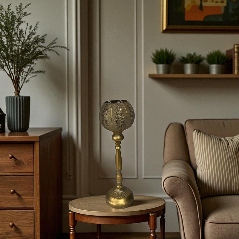 Longish Floor Metallic Candle holder
