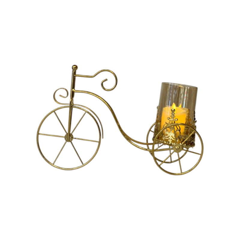 Metallic And Glass Cyclic Candle Holder