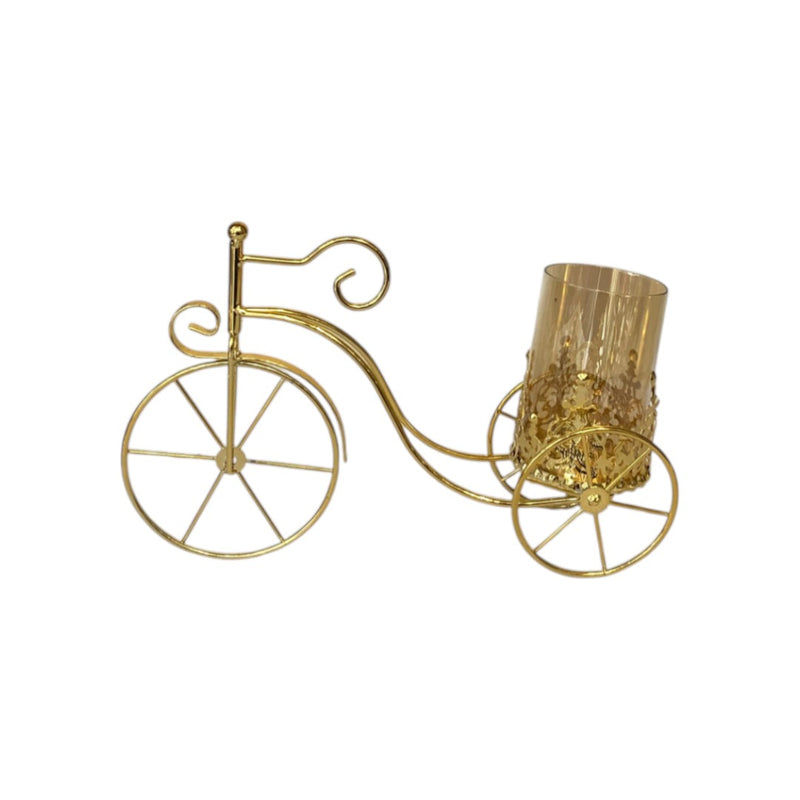 Metallic And Glass Cyclic Candle Holder