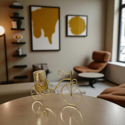 Metallic And Glass Cyclic Candle Holder