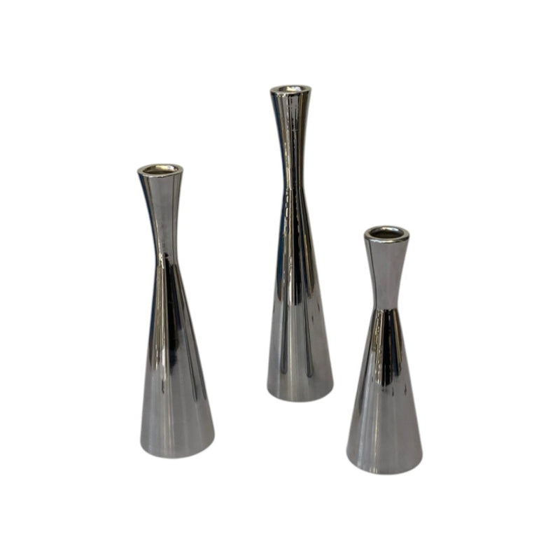 Aurum Luxe Modern Silver & Metal Candle Stand
