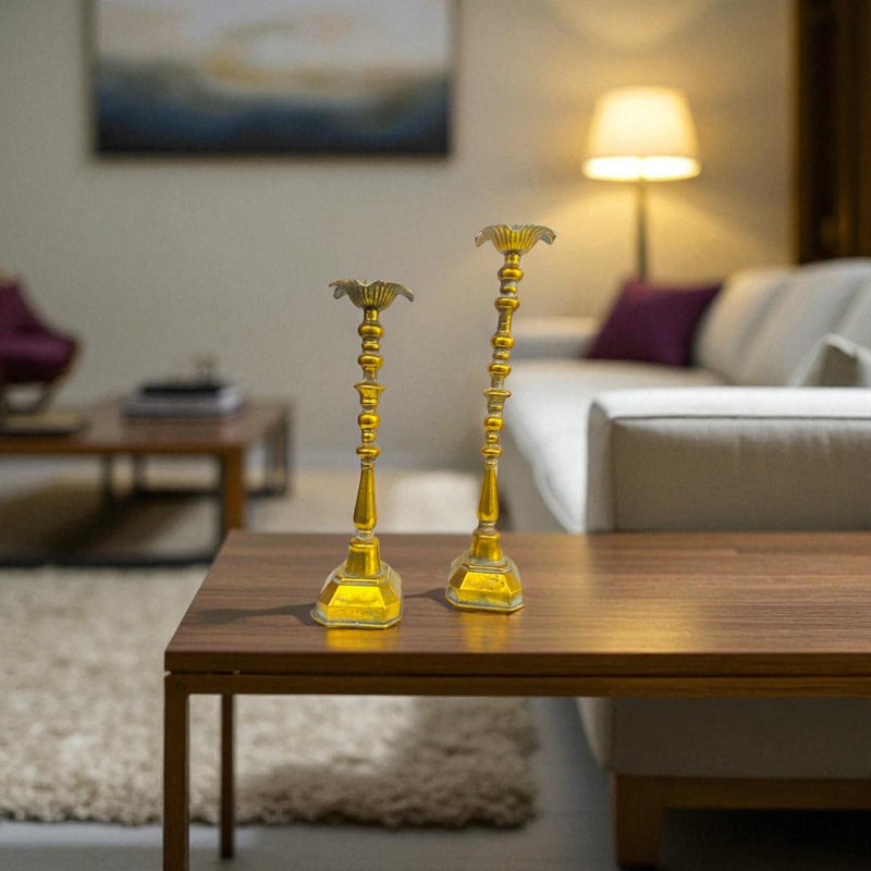 Antique Bronzed Candle Stands