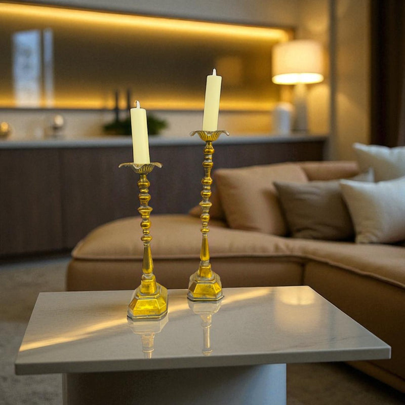 Antique Bronzed Candle Stands