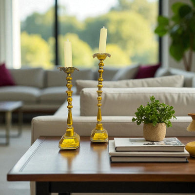 Antique Bronzed Candle Stands