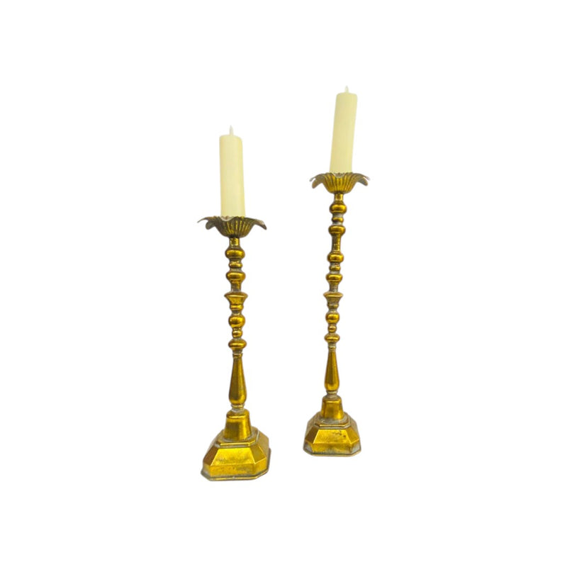 Antique Bronzed Candle Stands