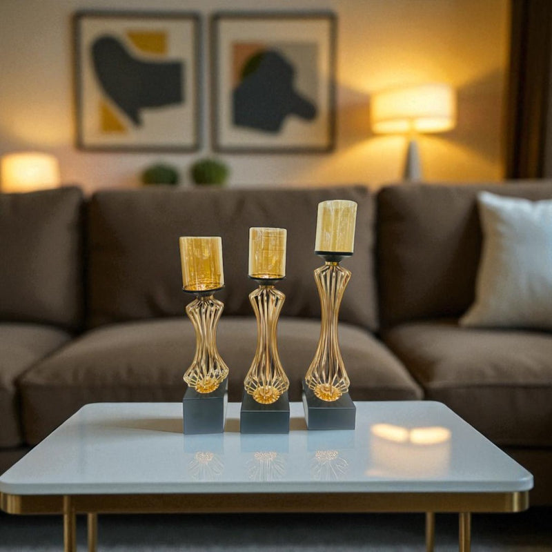Metallic Rosegold Candle Stands
