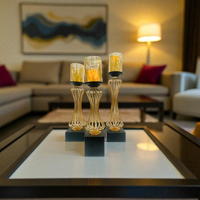 Metallic Rosegold Candle Stands