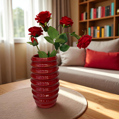 Strata Gloss Vases – Crimson & Cloud Duo