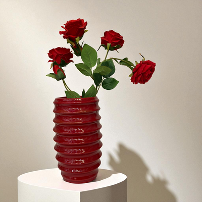Strata Gloss Vases – Crimson & Cloud Duo