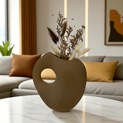 Classic Coffee Brown Ceramic Vase