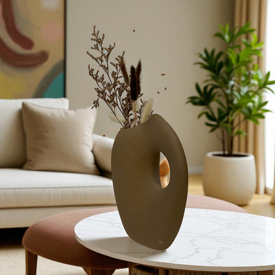 Classic Coffee Brown Ceramic Vase