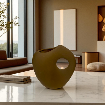 Classic Coffee Brown Ceramic Vase