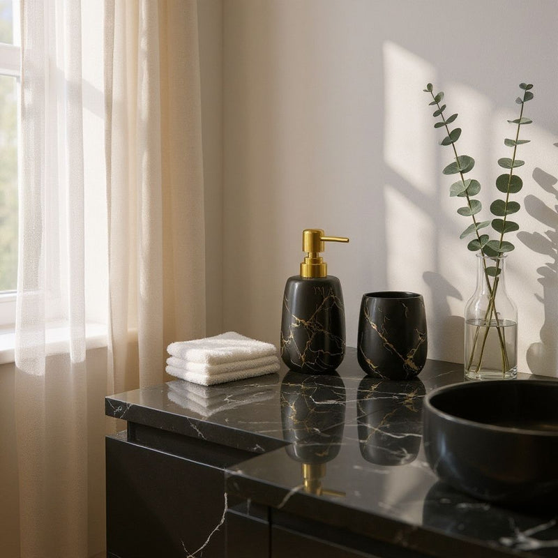 Celeste Marble-Texture Bathroom Set