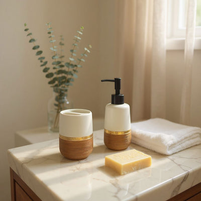 Terra Blend White And Brown Bathroom Set