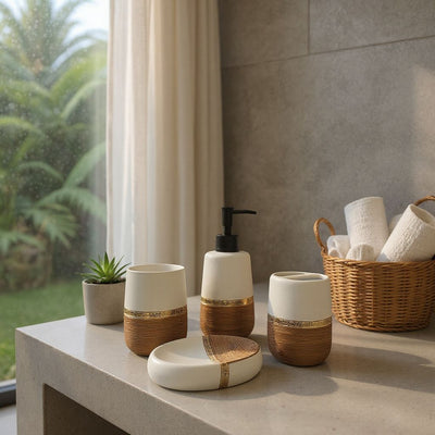 Terra Blend White And Brown Bathroom Set