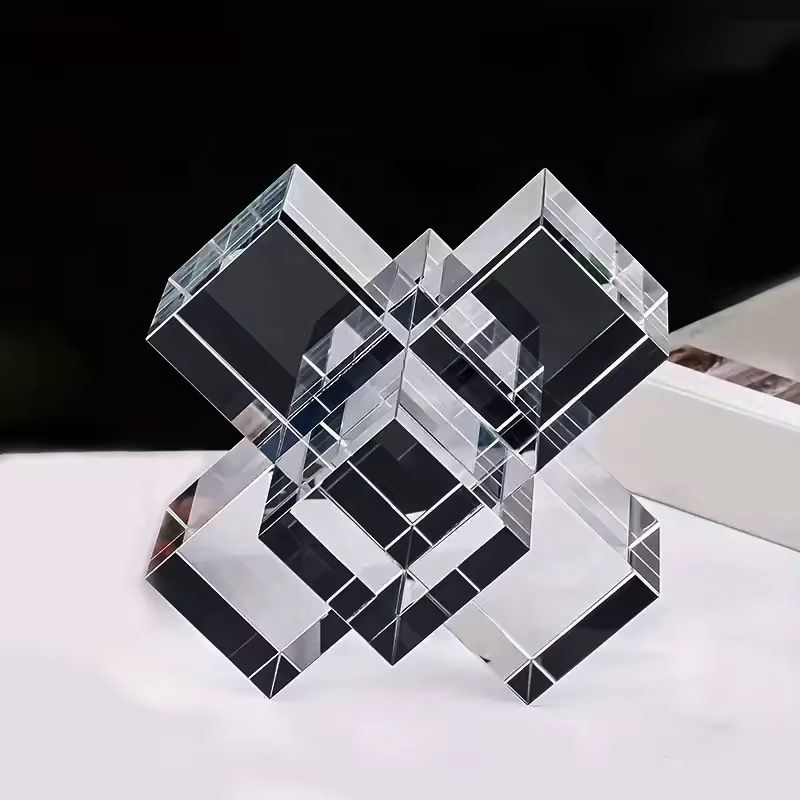 Minimalist Clear Geometric Crystal Crosses