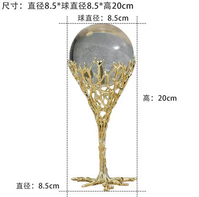 Golden Metallic Crystal Ball Stand Set