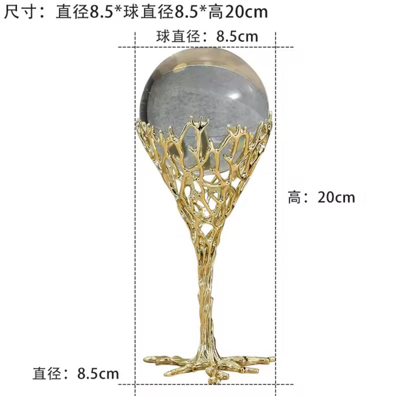 Golden Metallic Crystal Ball Stand Set