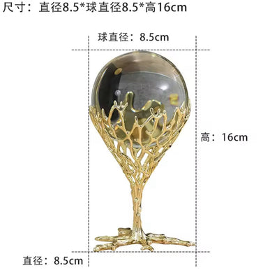 Golden Metallic Crystal Ball Stand Set