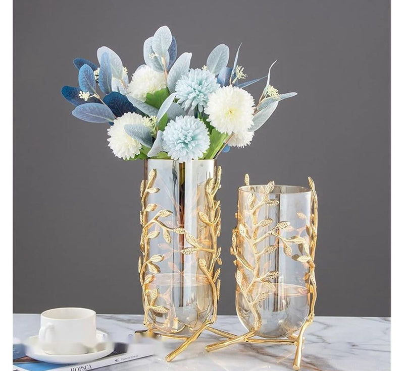 Golden Elegance Metallic Glass Vase