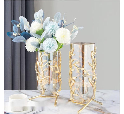 Golden Elegance Metallic Glass Vase