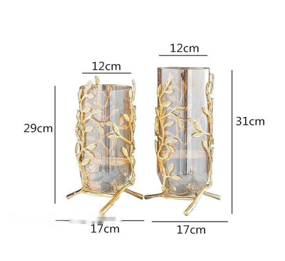 Golden Elegance Metallic Glass Vase