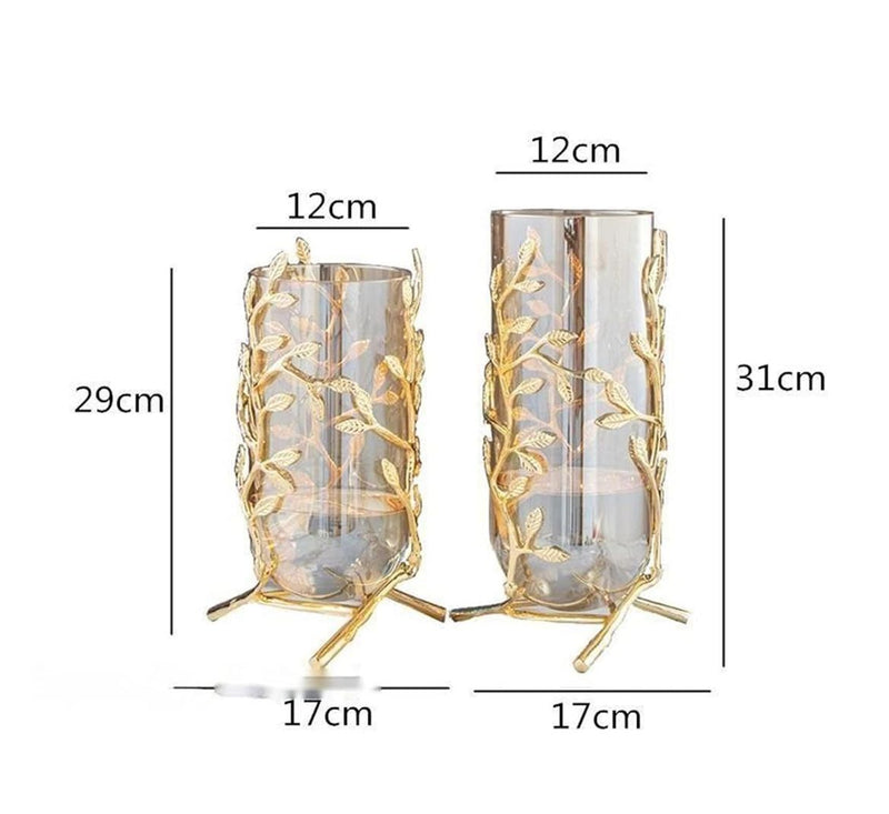 Golden Elegance Metallic Glass Vase