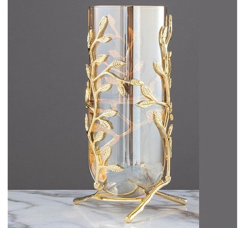 Golden Elegance Metallic Glass Vase