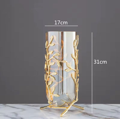Golden Elegance Metallic Glass Vase