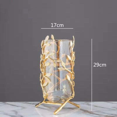 Golden Elegance Metallic Glass Vase