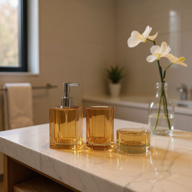 Golden Amber Crystal Luxury Bath Set