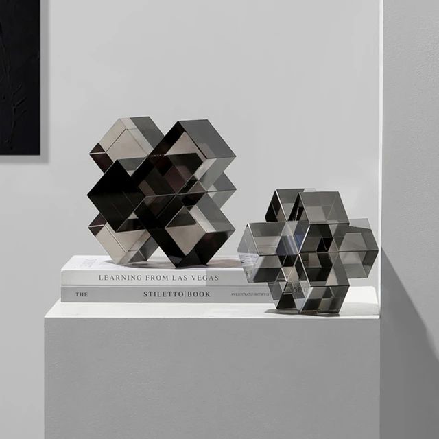 Minimalist Clear Geometric Crystal Crosses