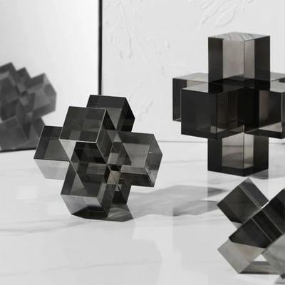 Minimalist Clear Geometric Crystal Crosses