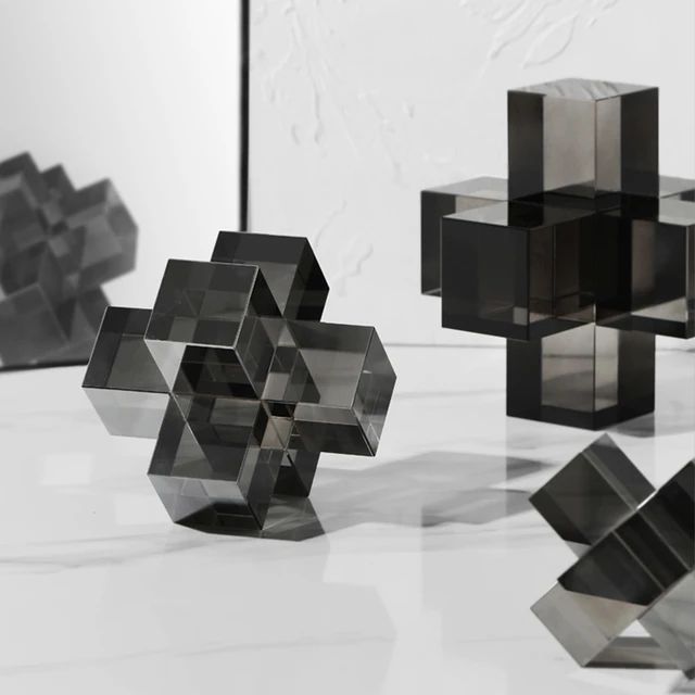 Minimalist Clear Geometric Crystal Crosses