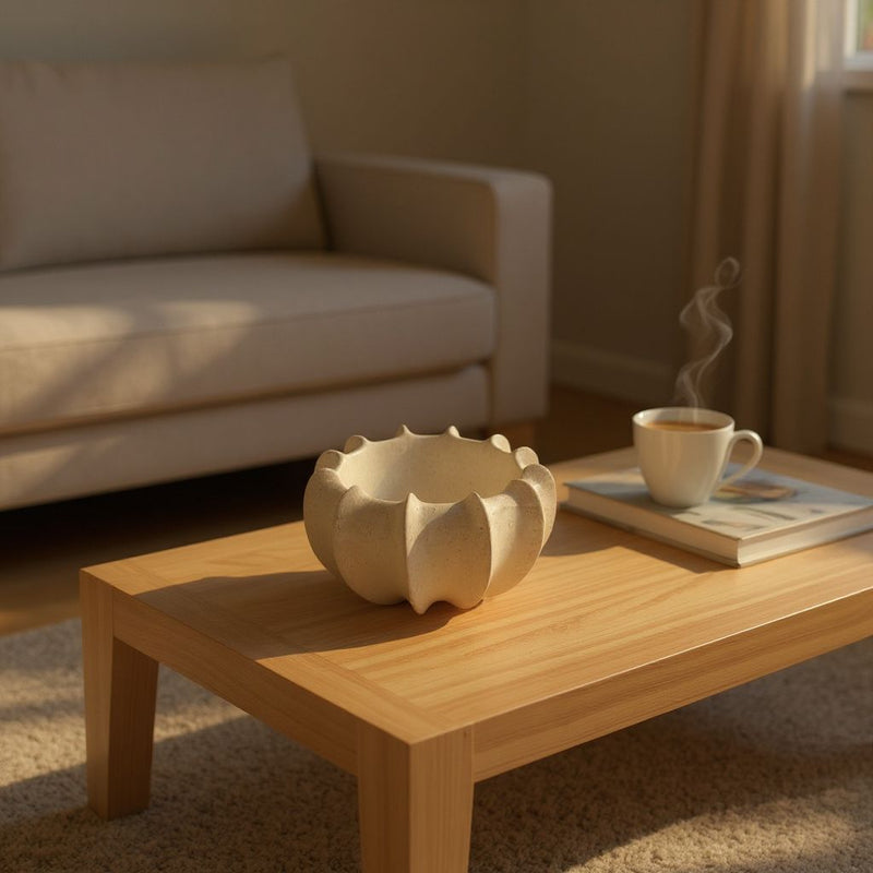 Petal Form Sculpted Contemporary Ceramic Bowls