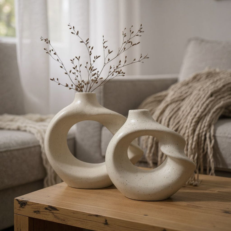 Elo Arc Vases – Sculptural Ceramic Duo
