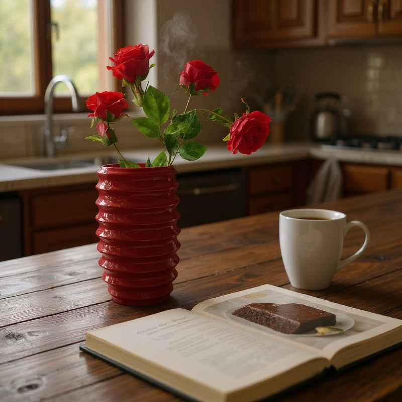 Strata Gloss Vases – Crimson & Cloud Duo